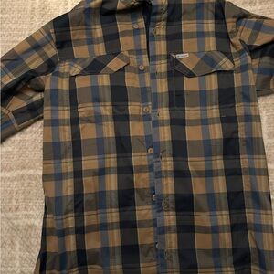 Columbia Blue and Tan Checkered Shirt